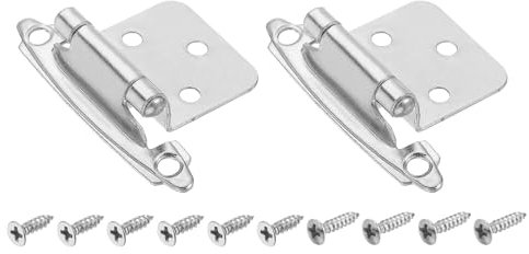 Sourcing Map Kitchen Inset Hinges, 1/2 Overlay Semi-Concealed Face Mount Hardware, Self-Closing With Screws, Nickel Silver, 2Pcs