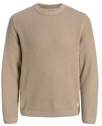 JACK & JONES JJEDOVER Knit Crew Neck - Maglione da Uomo con Scollo Rotondo, vestibilità Regolare, Raggio di Luna, M