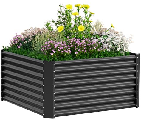 VELPAX Raised Garden Bed, Planter Raised Beds Boxes Outdoor, 122×122×61cm Large Metal Raised Garden Beds for Growing Outdoor Plants, Vegetables, Flowers and Herbs