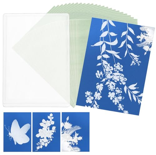 24pz Kit Carta per Stampa Solare, A4 Carta Cianotipica & Cartella Stampa Artistica Ad Alta Sensibilità Attivata Dal Sole/Solare per Progetti Artigianali l'Educazione Artistica Fai da Te