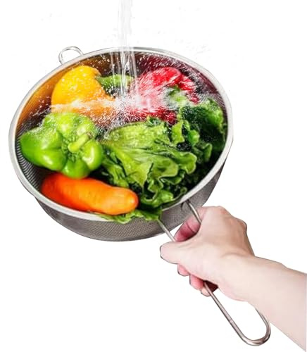 yybng Coladores Para Cocina | Acero Inoxidable Con Mango Tamiz | Coladores Y Escurridores Suministros De Cocina - Para Frutas Verduras Pasta Tallarines Ensaladas Cocinar Lavado Hogar Restaurante