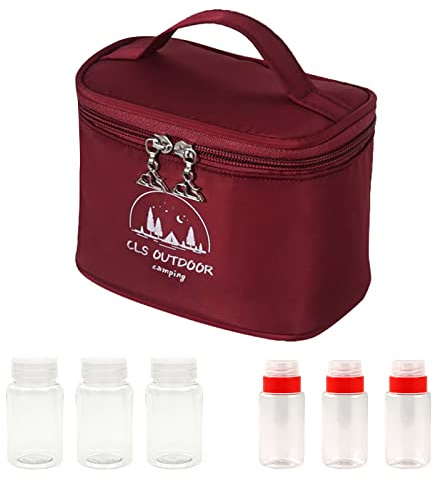 Asukohu Set da 6 dispenser per condimenti con coperchio rotante e sacchetto da viaggio, dispenser per condimenti per pepe, shaker per condimenti per barbecue, shaker per bottiglie, dispenser per