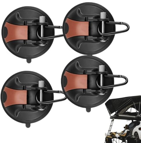 Heavy Duty Suction Cup Hooks, 4PCS Large Vacuum Suction Cup Anchors, Accessories for Caravan Awning, Washing Lines, Boat Camping Trap, Tie Down