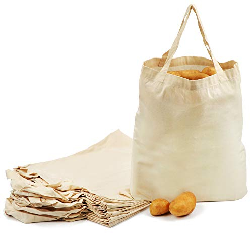 com-four® 12x Baumwolltasche - wiederverwendbare Einkaufstasche - unbedruckt, ideal zum Bemalen - OEKO-TEX® Standard 100 (12 Stück - 38x42cm - kurzer Henkel)