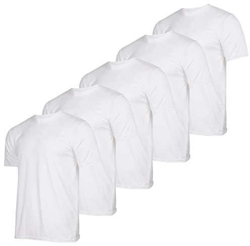 5 Pack Men's Dry Fit Workout T Shirts Crew Neck Athletic Gym Running Tees