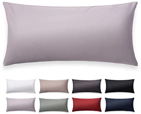 Blumtal Mako Satin Kissenbezug 40x60 Baumwolle Grau - Kissenhülle aus 100% Baumwolle - Edle Glanzoptik & Reißverschluss - Satin Kissenbezug für Kissen 40x60 Dekokissen & Sofakissen