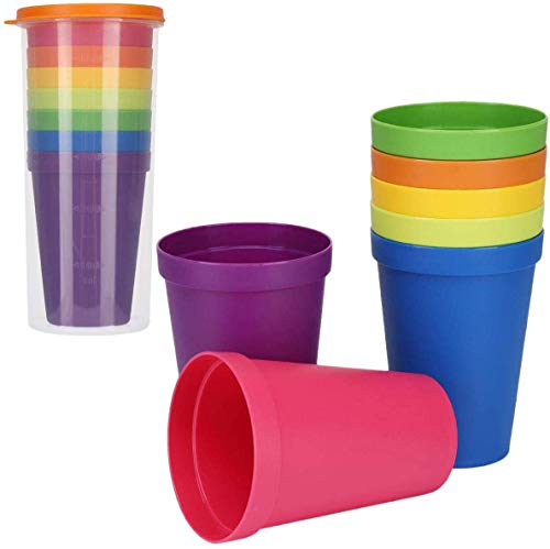 AOI 7 pièces tasses en plastique réutilisables, verres à eau empilables gobelet pour boisson, événement, mariage - couleur arc-en-ciel, 7,05 oz