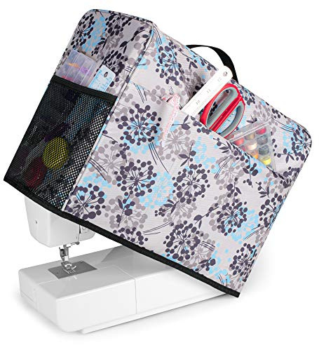 Funda Maquina Coser, Cubierta de la Máquina de Coser con Bolsillos, Funda Antipolvo Compatible con la Mayoría de Máquina de Coser Estándar como Singer y Brother, Diente de León (SÓLA BOLSA)