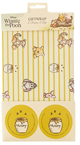 UK Greetings | Disney Winnie The Pooh Gift Wrap Pack | Gift Wrapping Set | Birthdays/Weddings/Christmas | Pack of 2 | 180 x 250 x 5 mm