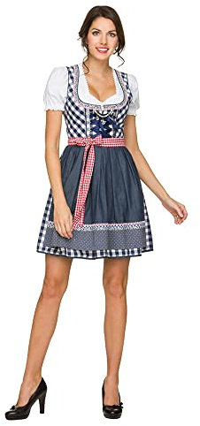 YUDATPG Dräkt för bayersk oktoberfest för kvinnor, tyska traditionella Oktoberfest-kläder, dirndl, klänning, karneval, halloween, barservitris, cosplay, utklädnad, rutig hembiträdesdräkt