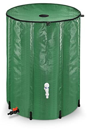 LARS360 Regenwassertonne Faltbar 380L, Regentonne mit Überlaufschutz und Hahn, Regenwassertank mit Wassereinlassgitter, Rostfrei und witterungsbeständig