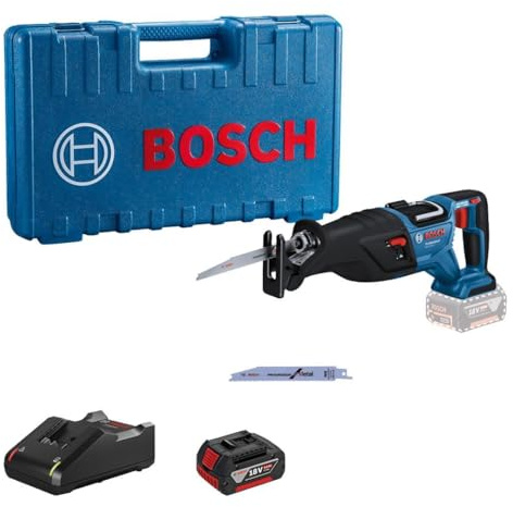 Bosch Professional GSA 185-LI Akku-Säbelsäge (18 Volt, 1 x 5,0 Ah Akku, Ladegerät, Schnitttiefe in Holz: 230 mm, 2.900 Hub/min, in Kartonschachtel)