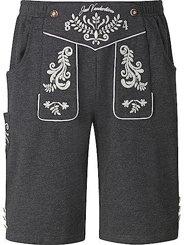 Jan Vanderstorm Herren Sweatbermuda Dennik Trachtenhose | Lederhose-Look | Oktoberfest dunkelgrau, 2XL (XXL) - 60/62