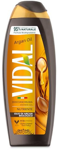 Vidal - Docciaschiuma Argan Oil, Formula Nutriente, con Olio di Argan, Dermatologicamente Testato, 250ml