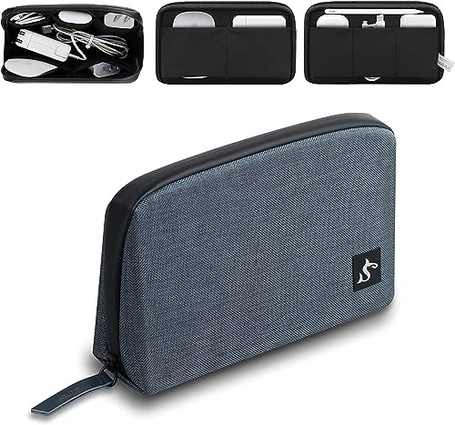 SIMTOP Kabel Organizer Tasche klein,Wasserdicht kabelorganizer Reisen Elektronische Organizer unterwegs für USB ladekabel Mouse Ladegerät Zubehör Storage Cable Bag für Reise Arbeit Camping Blau Small