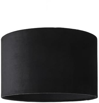 MiniSun | Small Modern Black Velvet Drum Light Shade | Lamp Shades, Home Décor & Improvement Essential | 250mm Shade Width
