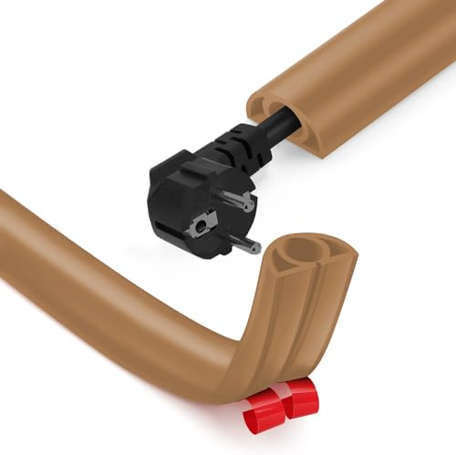 IVEOPPE Canaleta para cables autoadhesiva, flexible, protección para cables, 2 m x 20 mm x 10,2 mm, canal flexible para cables, para casa, oficina, escuela, almacén (1 cable / 2 m, marrón)
