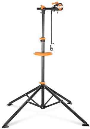 teraysun Bike Repair Stand (Max 66lbs/30kg) - Foldable Workstand with Magnetic Tool Tray (24.5x13cm), 360° Rotatable Head, GS Certified for 20-29 Mountain/Road Bikes