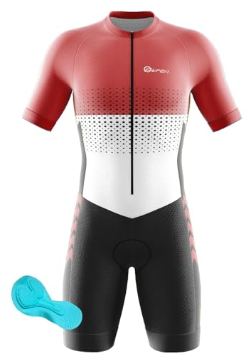Triathlon Anzug Herren - Einteiliges Radtrikot - Trisuit Einteiler – Triathlonanzug - Triathlon Einteiler Kurz - 3Taschen für Wettkampf Run, Cycle, Swim,Strumpfhosen (3,S)