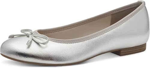 MARCO TOZZI Ballerines Femme Semelle intérieure Feel Me Souple Doublure Douce Vegan Vegan, métallique (Silver), 40 EU
