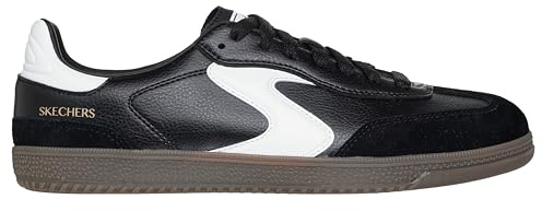Skechers Sneaker da Donna Hotshot-Kickoff, Finitura in Pelle Bianca Duraleather Nera, 38 EU