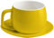ionEgg Tazza da caffè in porcellana con piattino, 270 ml, design minimalista, perfetta per latte, cappuccino e tè, giallo