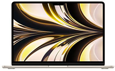 Apple MacBook Air Portable avec Puce M2 : écran Liquid Retina de 13,6 Pouces, 16 Go de RAM, 256 Go de Stockage SSD, Clavier rétroéclairé, caméra FaceTime HD 1080p ; Lumière stellaire