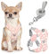 Pawaboo Hundegeschirr mit Hundeleine Set, X-Rahmen Verstellbares Anti Zug Anti-Erstickung Hund Brustgeschirr für Kleine, Mittelgroße Hunde & Welpen, Hundeweste mit Leine, S, Rosa Gänseblume