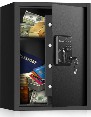 Bonsaii Large Safe Box 1.8 Cubic Feet with Digital Lock, Steel Security Safe Box with Removable Shelf for Home, Office, Cash, Valuables, Jewelry, 14.2 x 12.99 x 19.7