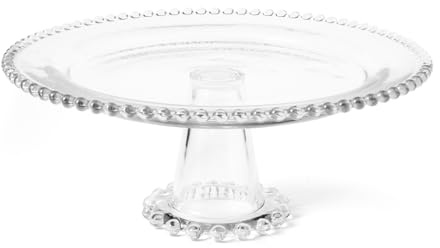 H&H Alzata in Vetro Collier – Diametro 30,5 cm – Alzata Trasparente Elegante per Torte, Dolci e Frutta – Design Raffinato per Tavola e Buffet
