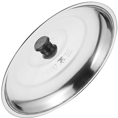 GLEAVI Edelstahl Runder Pfannendeckel mit Knauf Deckel 32cm für Kochtopf und Wok Standfest Leicht Passend für Haushaltswaren und Topfzubehör