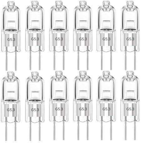 LISOCLU G5.3 Lampes halogènes 12v 24v 36v 220v 110v 20w 35w 50w 70w 100w 150w Blanc chaud 3000k Dimmable, ampoules halogènes pour projecteurs MR16, forme tubulaire (24V-100W/12PCS)