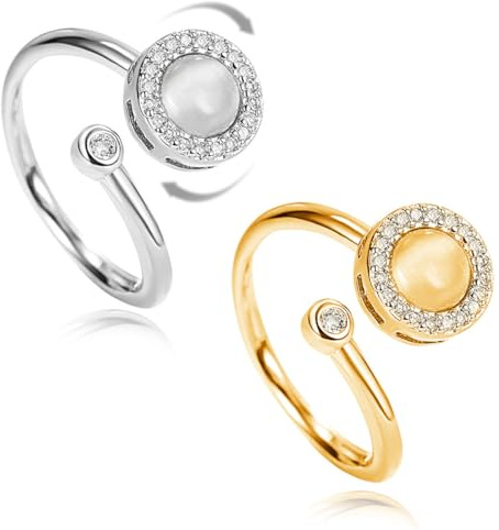 THQAE 2 Pièces Bague Anti Stress Femme,Bague Ouverts Reglables,Fidget Bague Anxiété Rotative,Spinner Anneaux Anti Stress Ensemble pour Relaxation