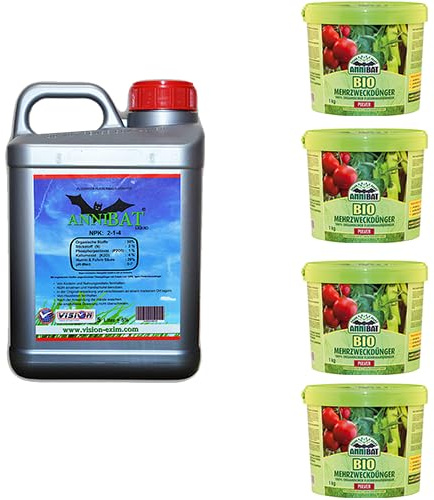 Annibat 5 litri + 4 x 1 kg di fertilizzante multiuso in polvere