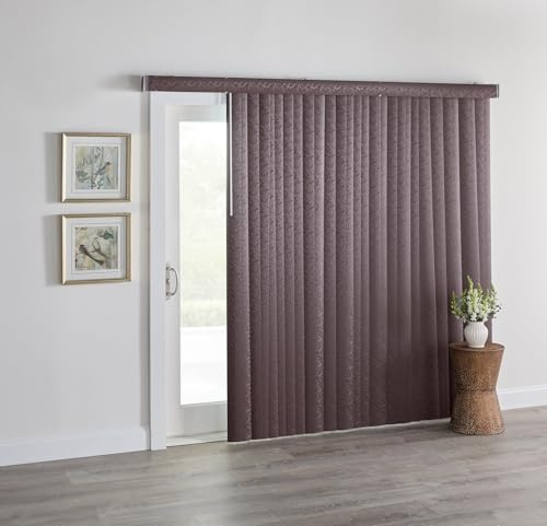 BrylaneHome Damask Embossed Vertical Blinds - 66 W 84 L, Cherry