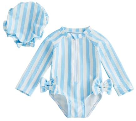 Genérico Bañador Niña Traje de Baño Infantil con Capucha Cremallera y Decorativo para Niñas