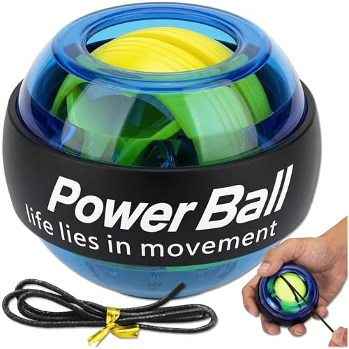 KRUMAD Powerball Entraîneur manuel jusqu'à 8000 tr/min, Fonction lumière LED, Entraîneur de poignet à bille gyroscopique, Entraînement au gyroscope, Entraîneur d'avant-bras, Résistance automatique