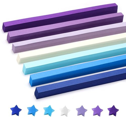 Origami Star Paper Strips, 1080 PCS Double Sided Origami Color Paper Stars Decorative Folding Strips for DIY Art Crafts 7 Colors