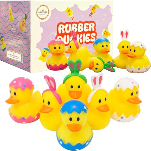 Easter Rubber Duck Toy Bunny Rabbit Duckies for Kids (12-Pack) Easter Eggs, Bath Birthday Gifts Baby Showers Summer Beach and Pool Activity, 2 Inches.
