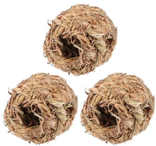 3pcs Woven Grass Tunnel Ball Toys Animal Activity Center Nest Natural Grass Chew Toy Weaved House for Hamsters Guinea-Pig Gerbils Chinchillas