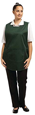 Whites Chefs Clothing B041 Polycotton Tabard with Pocket, One Size, Green