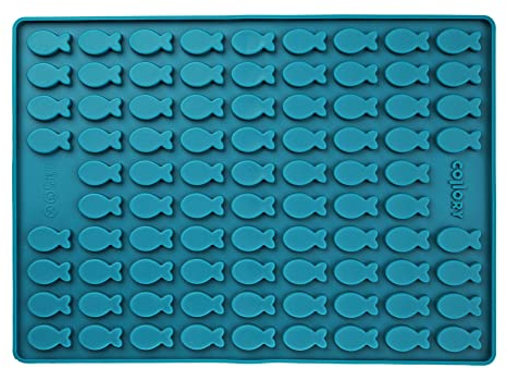 Collory Medium Fisch (3,5cm) Silikon Leckerli Backmatte, Hundekekse selbst backen, Pralinenform, Bonbonform, Material antihaftend und lebensmittelecht (BPA-Frei)