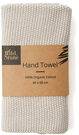 Wild & Stone | Organic Cotton Hand Towel Kitchen Towel | Perfect For Around The Home | Eco Hand Towels (Beach Sand)