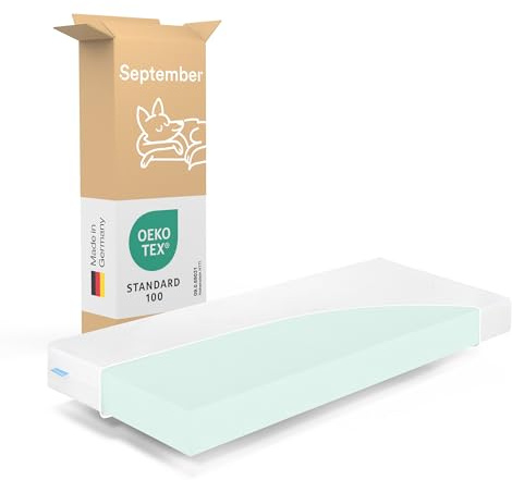 September – Matratze 70x140 cm Komfortschaum mit 14 cm Höhe – Komfortschaummatratze mittelfester Härtegrad H3 für Betten, Boxspringbetten etc. – Oeko-TEX® Standard 100 zert. – Bezug bei 60°C waschbar