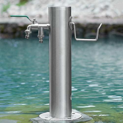 Columna de Agua Independiente para jardín con Soporte para Manguera Exterior,Grifo de Agua montado en el Suelo de Acero Inoxidable 304 anticongelante,Poste del Grifo del Patio,Fuente de Agua Hidrant