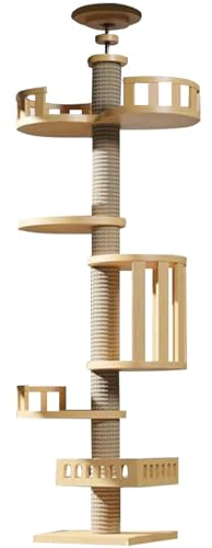 RUYICZB Kratzbaum Vom Boden Bis Zur Decke 255-265 cm Höhenverstellbarer Katzenbaum Grosse Katzen Stabil Kletterbaum Für Katzen Mit Plattformen/Hängematte/Katzenhaus Stabiler Katzenkratzbaum,C