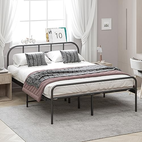 Panana Stabiles Metallbettgestell 4FT6 Doppelbett Massives Bettgestell Basis Möbel (140x200cm/Schwarz, Doppel)