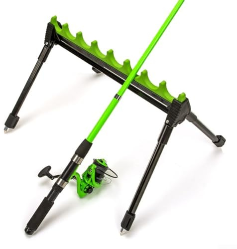 Besttoolifes Supporto per canna da pesca a 2 sezioni, supporto per canna da pesca a 4 gambe, kit telescopico per tetti lunghi, pesca alla carpa, 50 x 9 x 7 cm, staffa porosa regolabile per canna da
