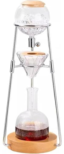 Dropptorn för kallbryggning, 500 ml droppkaffe med isdroppe, med 32 mm massiv träbas, högt borsilikat värmebeständigt glas, för kallt bryggt te och kaffe