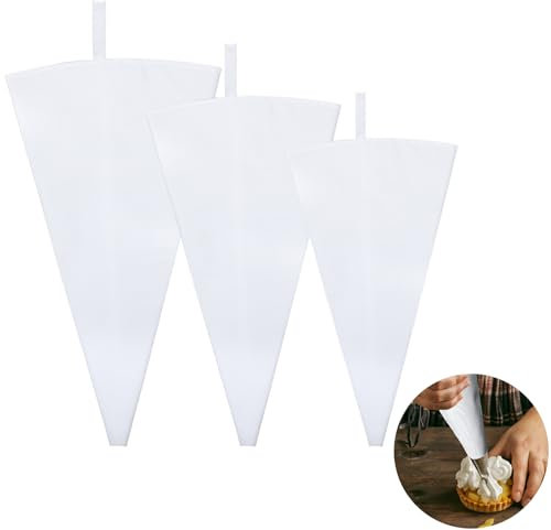 TIESOME 3PCS Profi Spritzbeutel, 40cm spritzbeutel wiederverwendbar Baumwolle, spitztüten für Kuchen, Torten, Cupcake-Dekoration(3 Stück)
